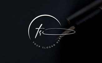 Calligraphy Studio Style TS Letter Logo Design