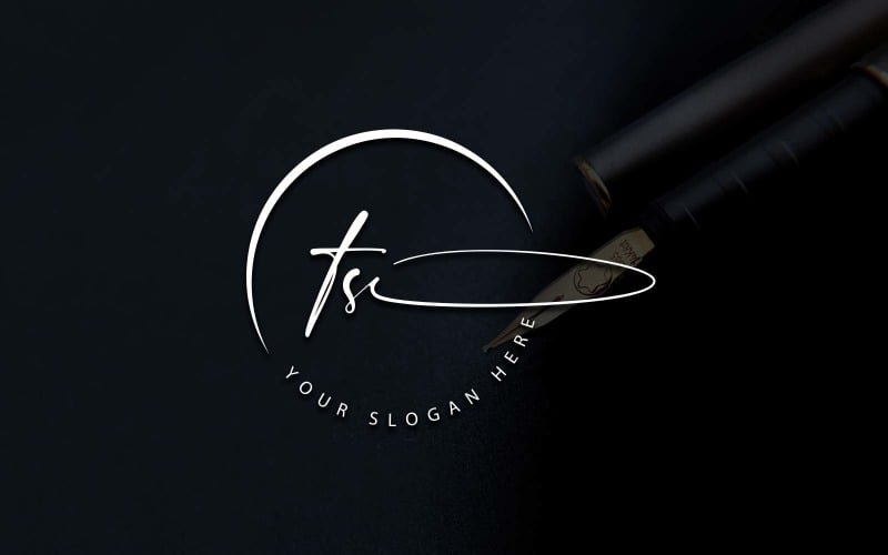 Calligraphy Studio Style TS Letter Logo Design Logo Template