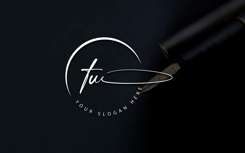Calligraphy Studio Style TU Letter Logo Design Logo Template
