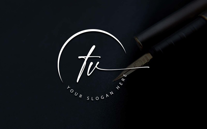 Calligraphy Studio Style TV Letter Logo Design Logo Template
