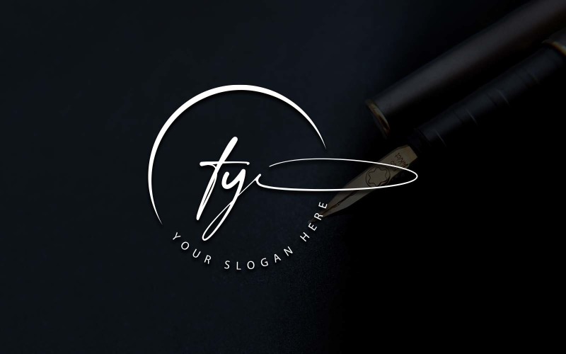 Calligraphy Studio Style TY Letter Logo Design Logo Template