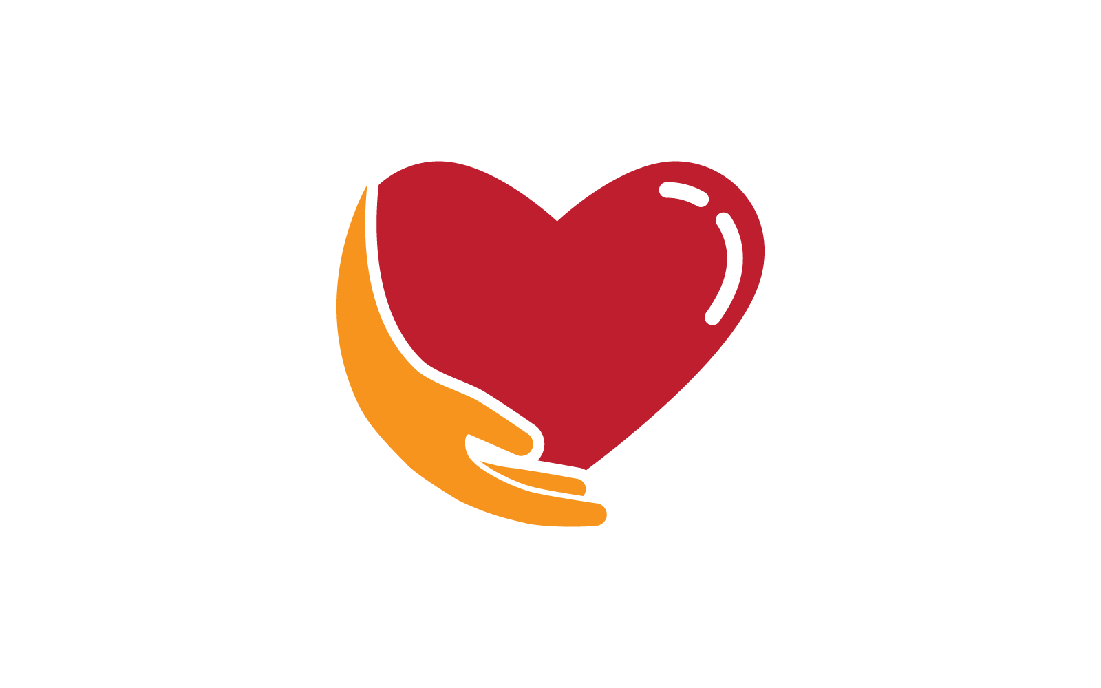 Illustration of love and hand  logo vector flat design