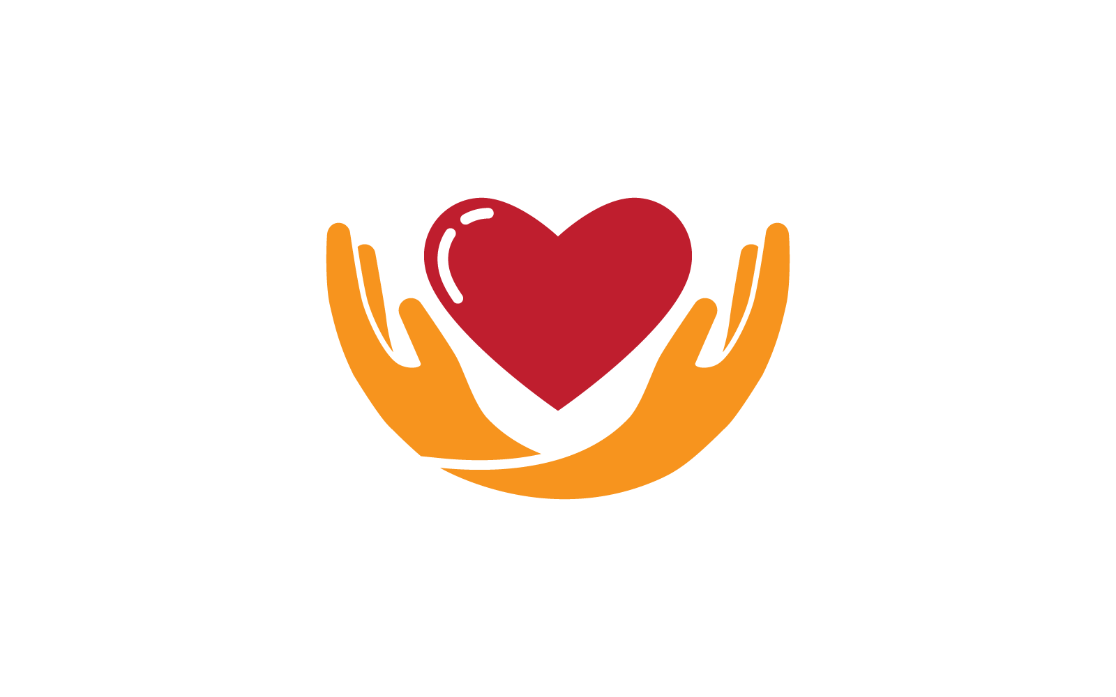 Liebe und Hand-Logo-Vektor flaches Design