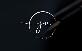 Calligraphy Studio Style JU Letter Logo Design