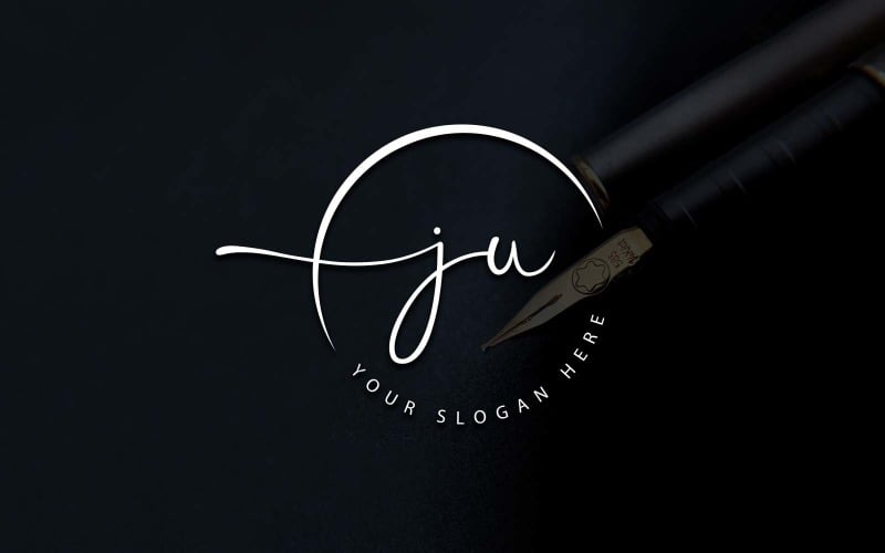 Calligraphy Studio Style JU Letter Logo Design Logo Template