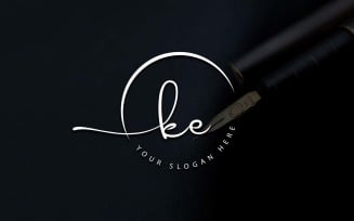 Calligraphy Studio Style KE Letter Logo Design