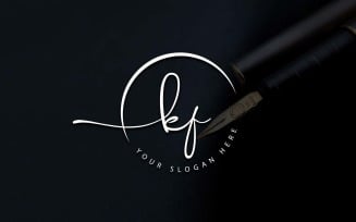 Calligraphy Studio Style KF Letter Logo Design