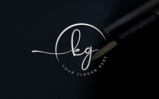 Calligraphy Studio Style KG Letter Logo Design