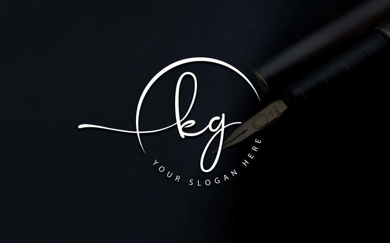 Calligraphy Studio Style KG Letter Logo Design Logo Template