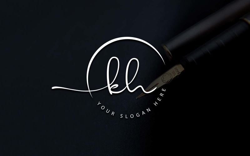 Calligraphy Studio Style KH Letter Logo Design Logo Template