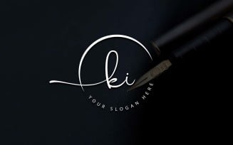 Calligraphy Studio Style KI Letter Logo Design