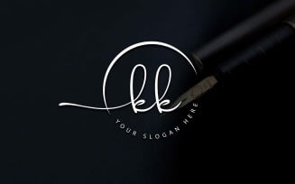 Calligraphy Studio Style KK Letter Logo Design