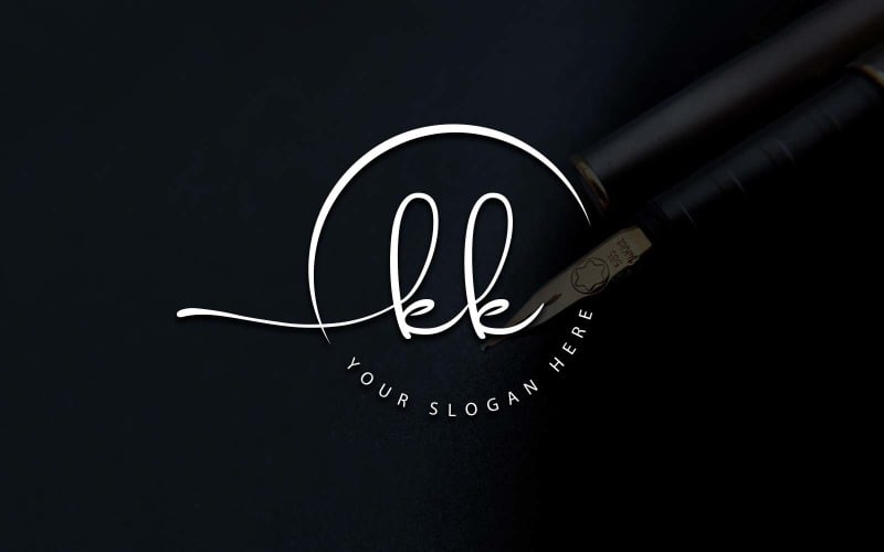 Calligraphy Studio Style KK Letter Logo Design Logo Template