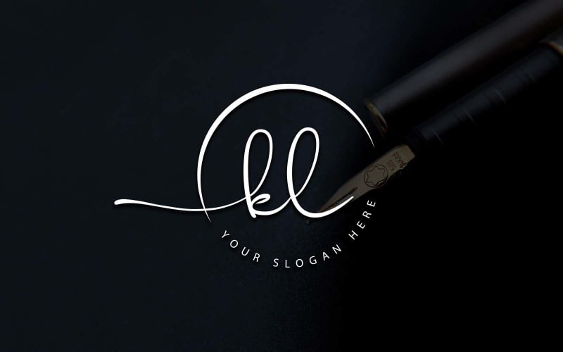 Calligraphy Studio Style KL Letter Logo Design Logo Template