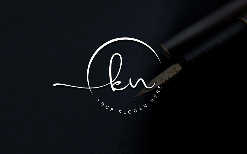 Calligraphy Studio Style KN Letter Logo Design Logo Template