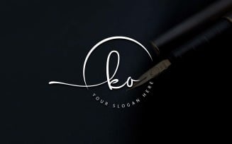 Calligraphy Studio Style KO Letter Logo Design