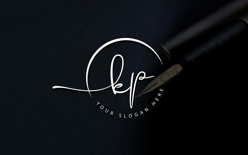 Calligraphy Studio Style KP Letter Logo Design Logo Template