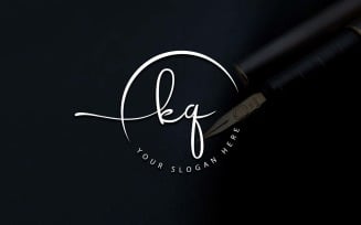 Calligraphy Studio Style KQ Letter Logo Design