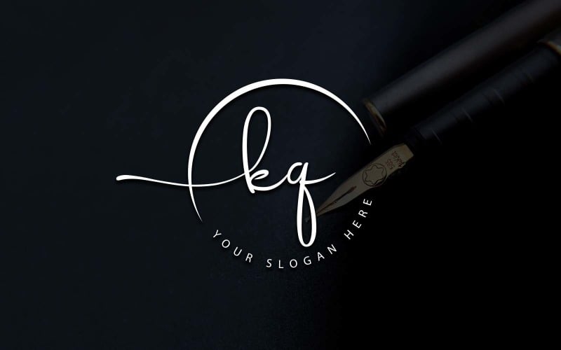 Calligraphy Studio Style KQ Letter Logo Design Logo Template