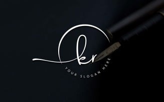 Calligraphy Studio Style KR Letter Logo Design