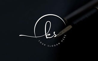 Calligraphy Studio Style KS Letter Logo Design