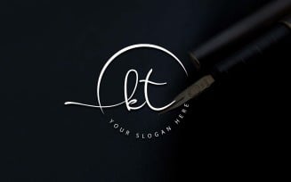 Calligraphy Studio Style KT Letter Logo Design