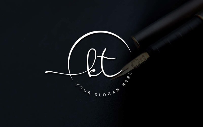 Calligraphy Studio Style KT Letter Logo Design Logo Template