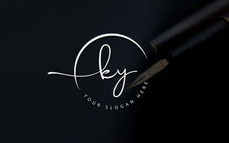 Calligraphy Studio Style KY Letter Logo Design