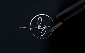 Calligraphy Studio Style KZ Letter Logo Design