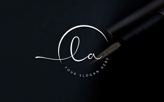 Calligraphy Studio Style LA Letter Logo Design