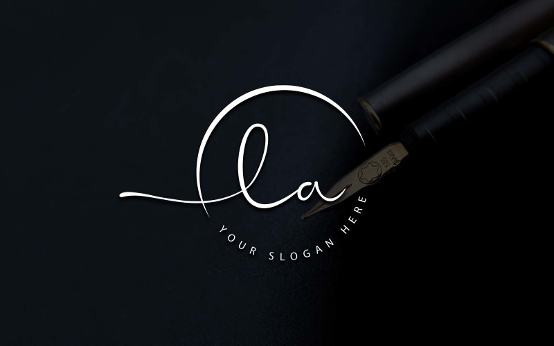 Calligraphy Studio Style LA Letter Logo Design Logo Template