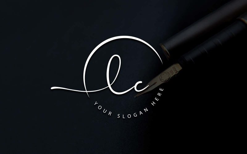 Calligraphy Studio Style LC Letter Logo Design Logo Template
