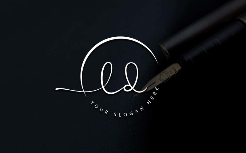 Calligraphy Studio Style LD Letter Logo Design Logo Template