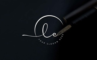 Calligraphy Studio Style LE Letter Logo Design