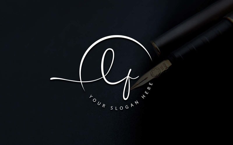 Calligraphy Studio Style LF Letter Logo Design Logo Template