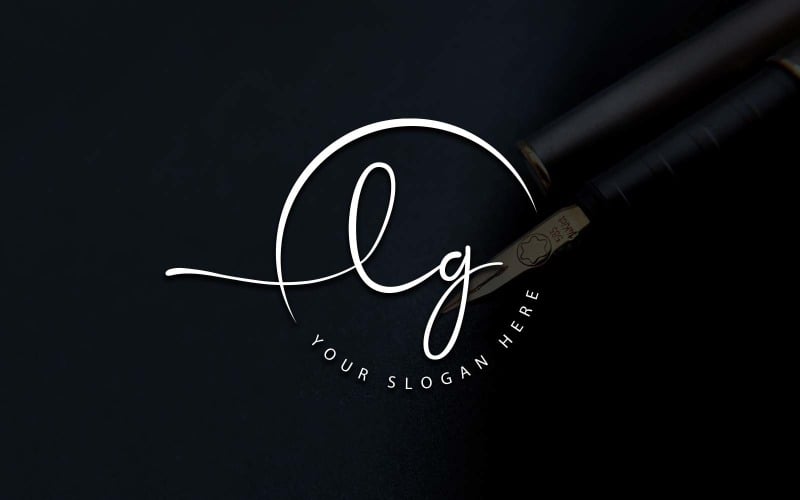 Calligraphy Studio Style LG Letter Logo Design Logo Template