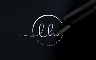 Calligraphy Studio Style LH Letter Logo Design