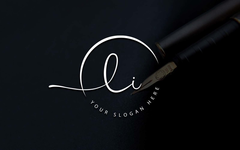 Calligraphy Studio Style LI Letter Logo Design Logo Template