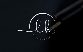 Calligraphy Studio Style LK Letter Logo Design