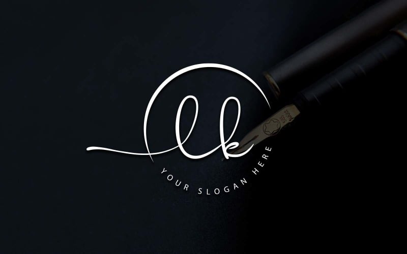 Calligraphy Studio Style LK Letter Logo Design Logo Template