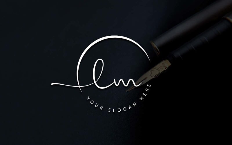Calligraphy Studio Style LM Letter Logo Design Logo Template