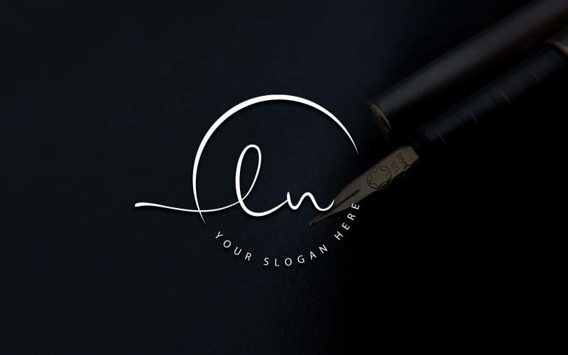 Calligraphy Studio Style LN Letter Logo Design Logo Template