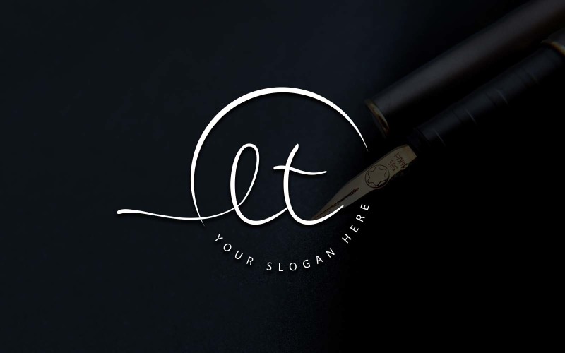 Calligraphy Studio Style LT Letter Logo Design Logo Template