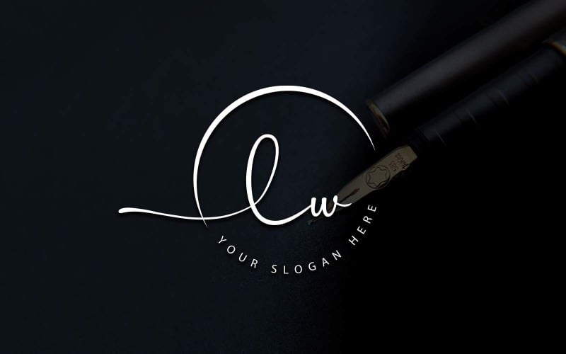 Calligraphy Studio Style LW Letter Logo Design Logo Template
