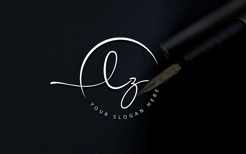 Calligraphy Studio Style LZ Letter Logo Design Logo Template
