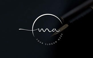 Calligraphy Studio Style MA Letter Logo Design