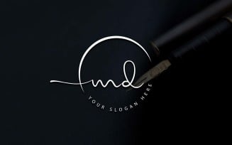 Calligraphy Studio Style MD Letter Logo Design