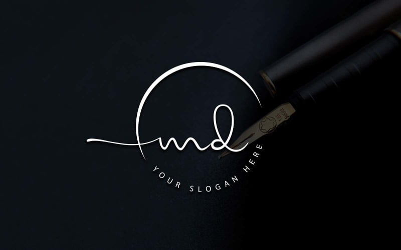 Calligraphy Studio Style MD Letter Logo Design Logo Template