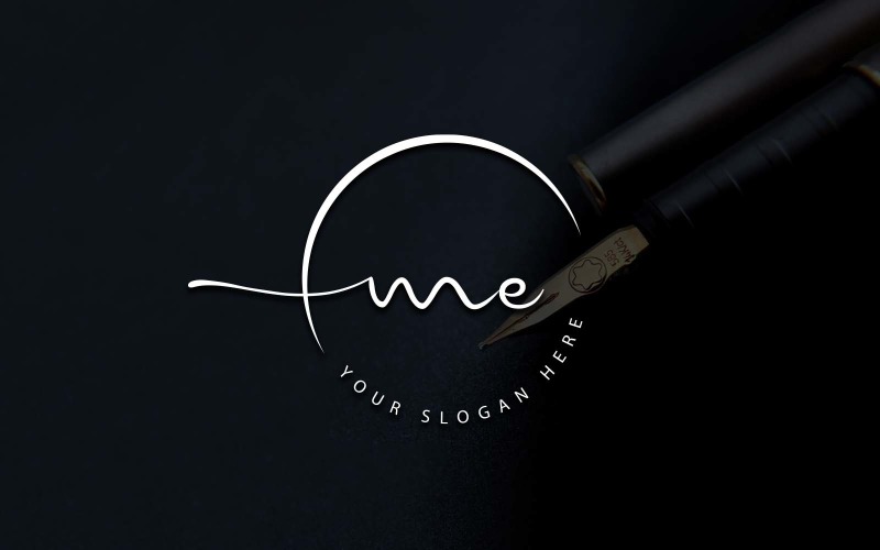 Calligraphy Studio Style ME Letter Logo Design Logo Template