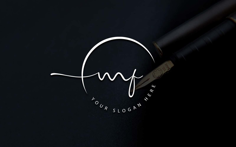 Calligraphy Studio Style MF Letter Logo Design Logo Template